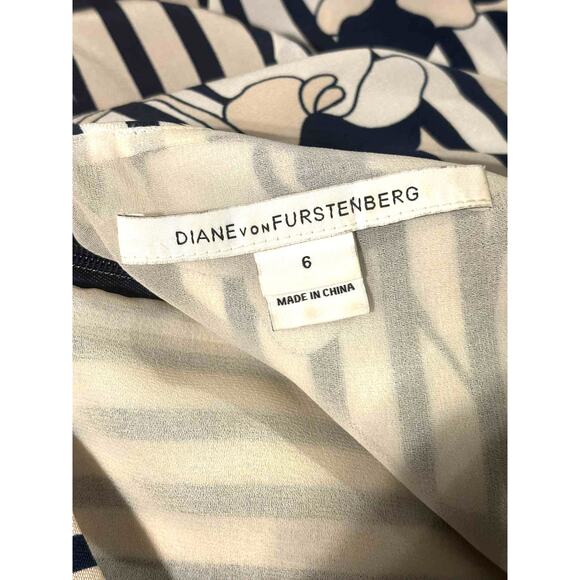 Diane von Furstenberg DVF Kimana A-Line Flared Skirt Size 6 Orchid Stripe Navy - Picture 5 of 5